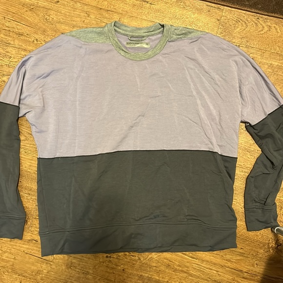 Icebreaker Women’s Momentum Long Sleeve Crewneck in Panther/Fossil Colour - Picture 2 of 7